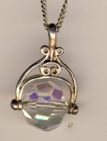 Sterling Silver necklace with Crystal ball - as per scan