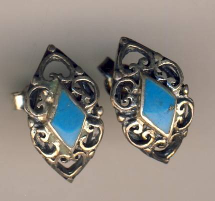 Sterling Silver earrings with blue stones - as per scan