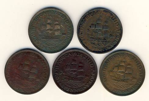 SAU - Lot of 5 Scarce Half Pennies - 1924, 1926, 1928, 1929 & 1931 - as per scan