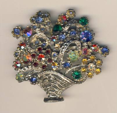 Vintage Rhinestone fashion brooch - 4 x  4cm - as per scan