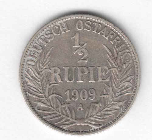 Deutsch Ost Africa 1909A half Rupie - VF or better - German East Africa - as per photo