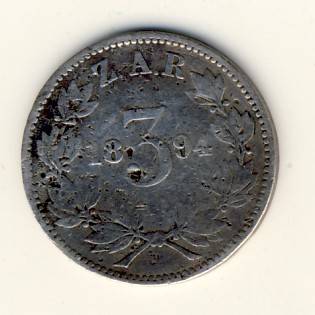 1894 SCARCE Kruger tickey - 3 pence