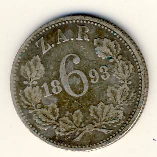 1893 Kruger sixpence  Book value of R950 in F @@@ Crazy R1 Start