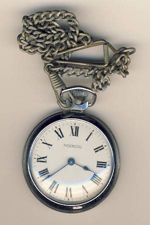 Ingersoll pocket watch with chain made in Britain - not running