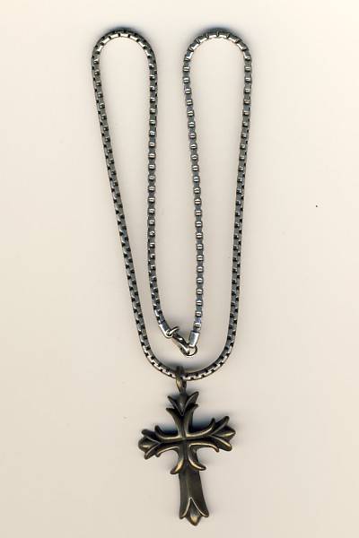 Stainless steel necklace  with brass cross - lovely