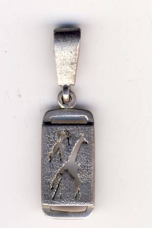 Silver Giraffe bushman art pendant