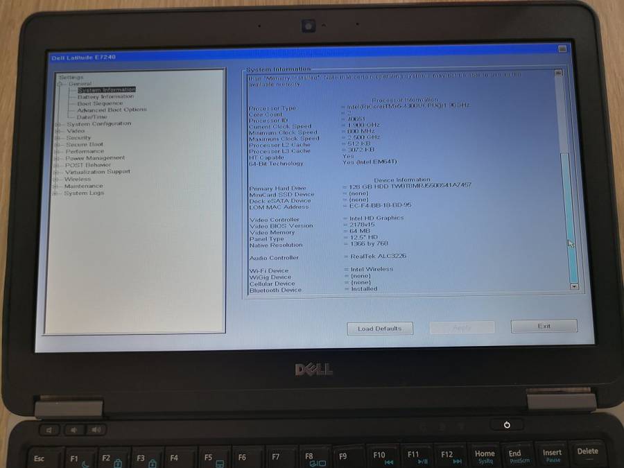 DELL LATITUTDE E7240 4TH GEN CORE i5-4300U 8GB RAM 128GB mSATA 12.5" SCREEN