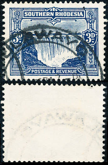 Southern Rhodesia - 1931 - Geo V - 3d blue fine used . SACC 18 .