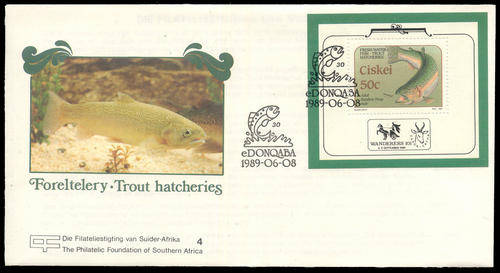 Ciskei 1989 - Trout Hatcheries - m/sheet on foundation F.D.C.