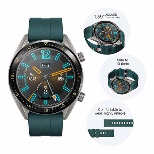 HUAWEI WATCH GT 46MM STAINLESS STEEL/FLUORO-ELASTOMER DARK GREEN Incl free Huawei Bluetooth speaker
