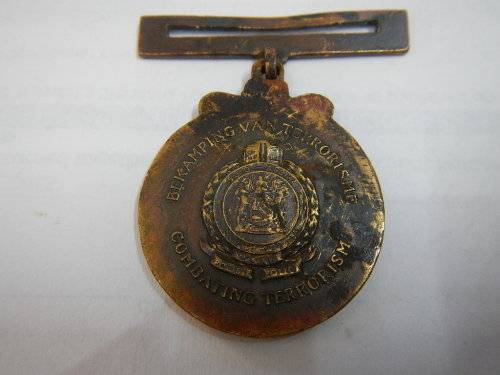South African Railway police medal for combating terrorism 1980 - KONST. J.N. NEL - 83/09/08