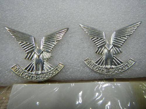 Rhodesian Selous Scouts Silver Officers Collar Badges in original packing  - Made In Salisbury.