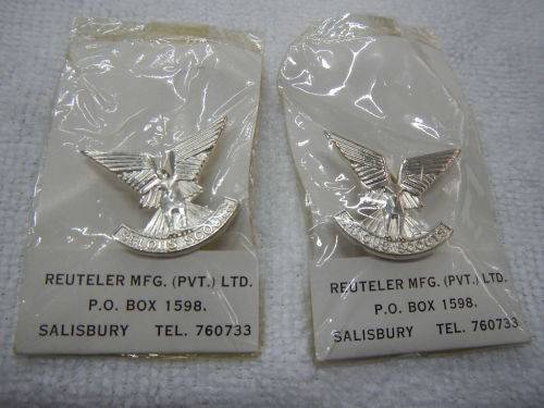 Rhodesian Selous Scouts Silver Officers Collar Badges in original packing - Made In Salisbury.