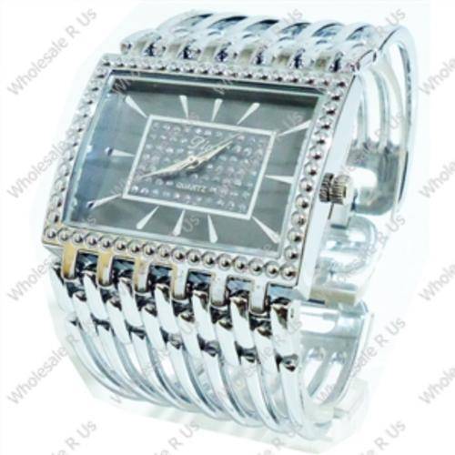 Ladies Crystal Accented Bracelet Dress Watch Silver