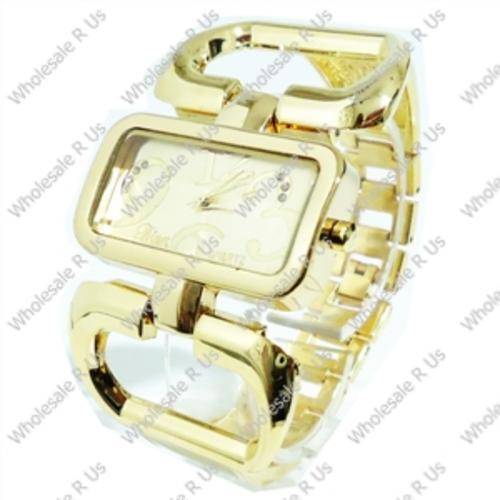 Ladies Crystal Accented Bracelet Dress Watch Gold