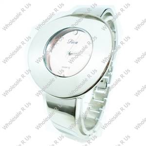 Ladies Crystal Accented Bracelet Dress Watch - Silver
