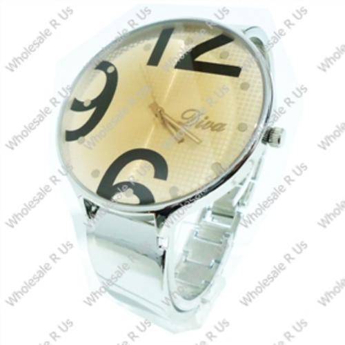 Ladies Bracelet Watch Silver with Bronze Tone Face