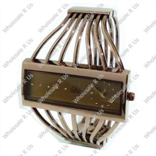 Ladies Crystal Accented Bangle Watch Bronze
