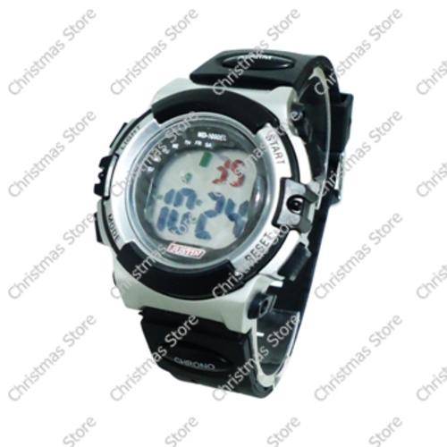 Waterproof Sports Watch - Black Silver