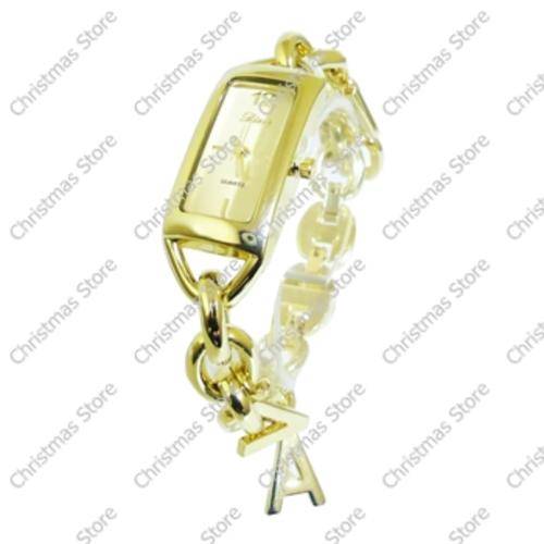 Ladies Charm Bracelet Dress Watch Gold