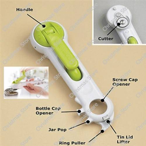 6 Way Multi Opener - Opens Bottles  Cans or Jars Quickly & Easily