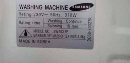 SAMSUNG SW70X2P Top Loader 5kg Washing Machine. (READ DESCRIPTION)
