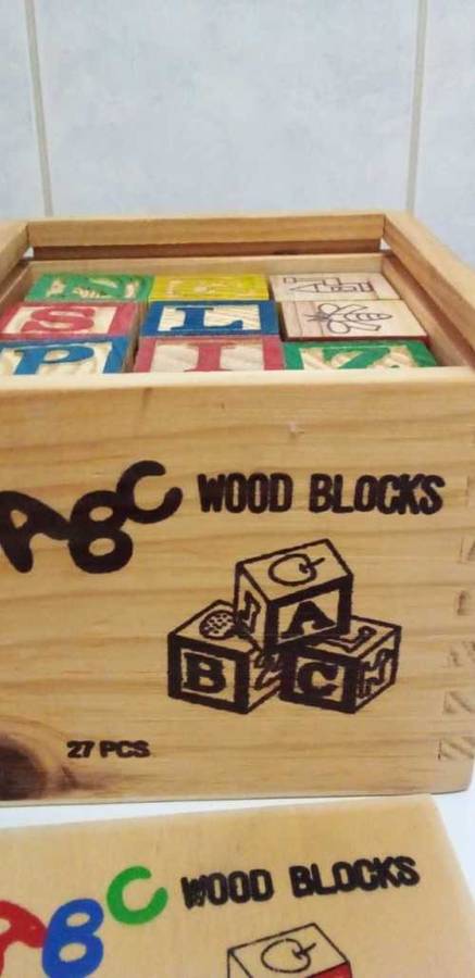 27 Piece ABC Wood Blocks in Wooden Box Educational Toy