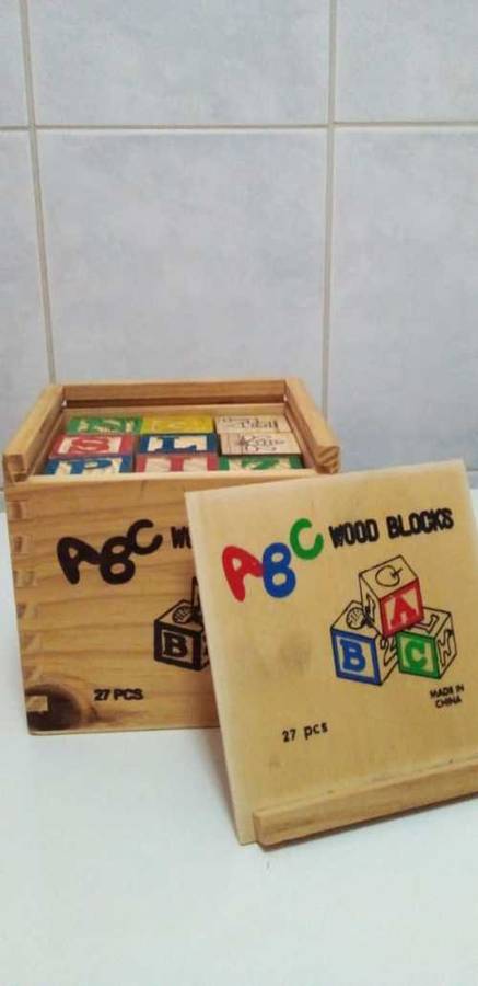 27 Piece ABC Wood Blocks in Wooden Box Educational Toy