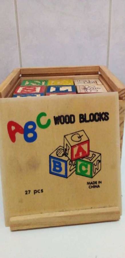 27 Piece ABC Wood Blocks in Wooden Box Educational Toy