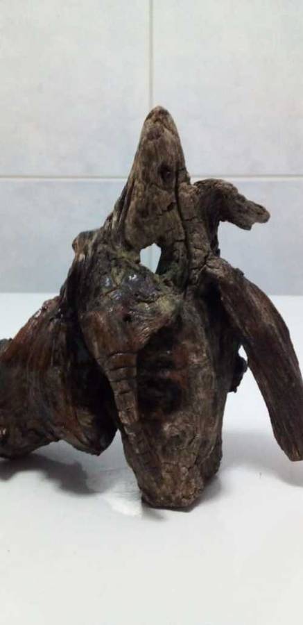 Small Wood Item with Elephant Head Carving