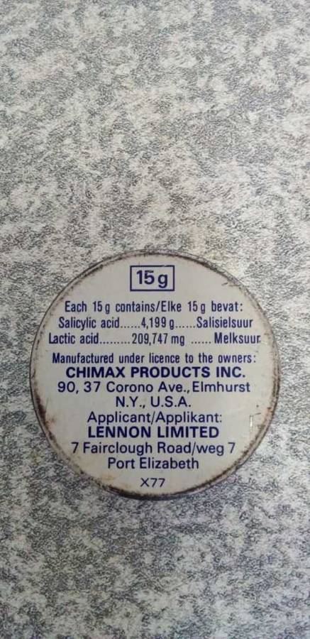 Rare Vintage Kroko `skil geneesmiddel` `peel cure` tin. Still full!