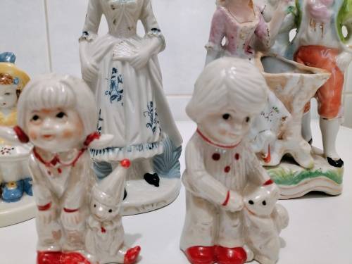 Collection of 5 Capodimonte Style and other Styles Porcelain Figurine Ornaments