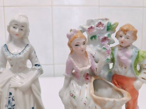 Collection of 5 Capodimonte Style and other Styles Porcelain Figurine Ornaments
