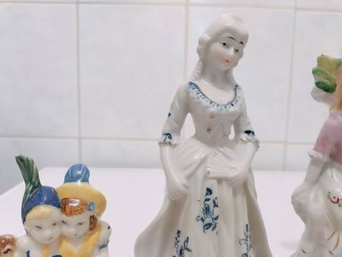 Collection of 5 Capodimonte Style and other Styles Porcelain Figurine Ornaments