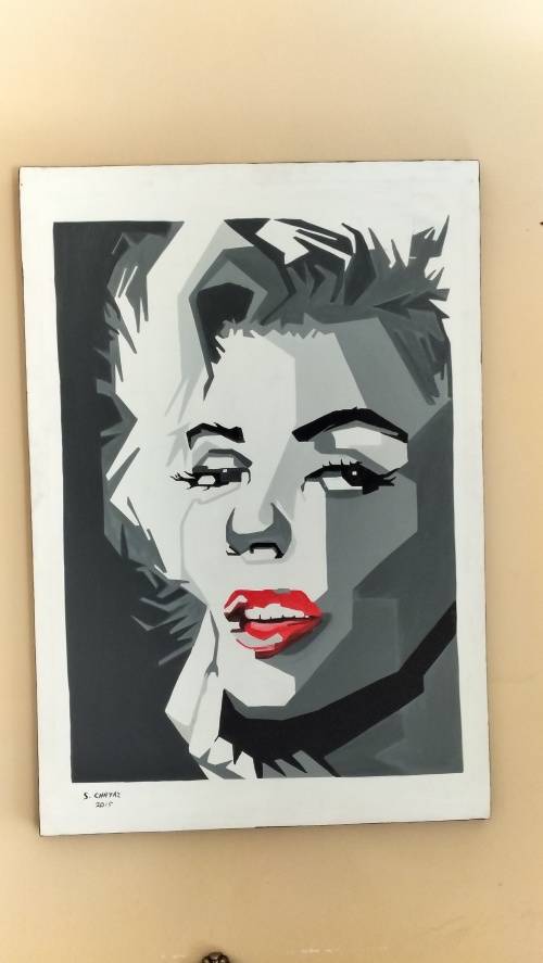 Stunning Abstract Acrylic on Boxed Canvas Marilyn Monroe Painting.