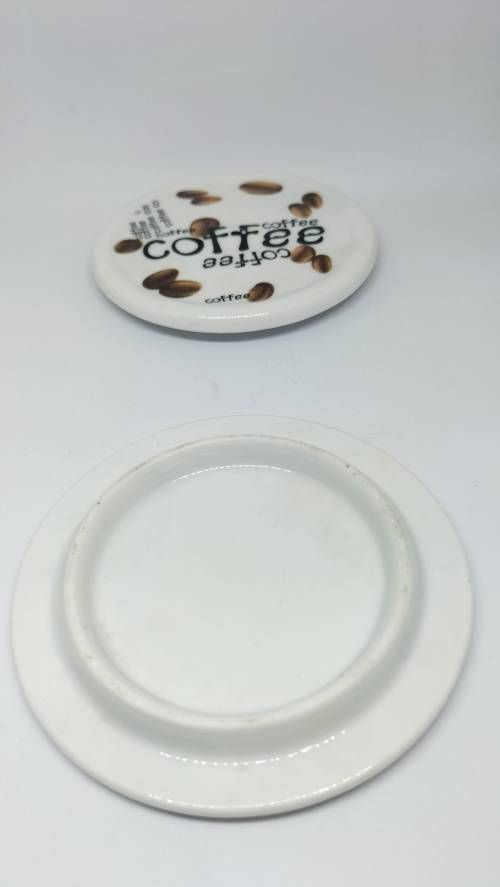 Set of Two Ceramic Coffee Cup Lids/Coasters