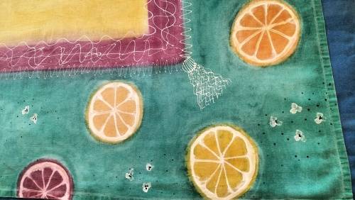 Stunningly Beautiful Hand Painted Table Cloth in Good Condition