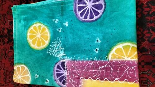 Stunningly Beautiful Hand Painted Table Cloth in Good Condition