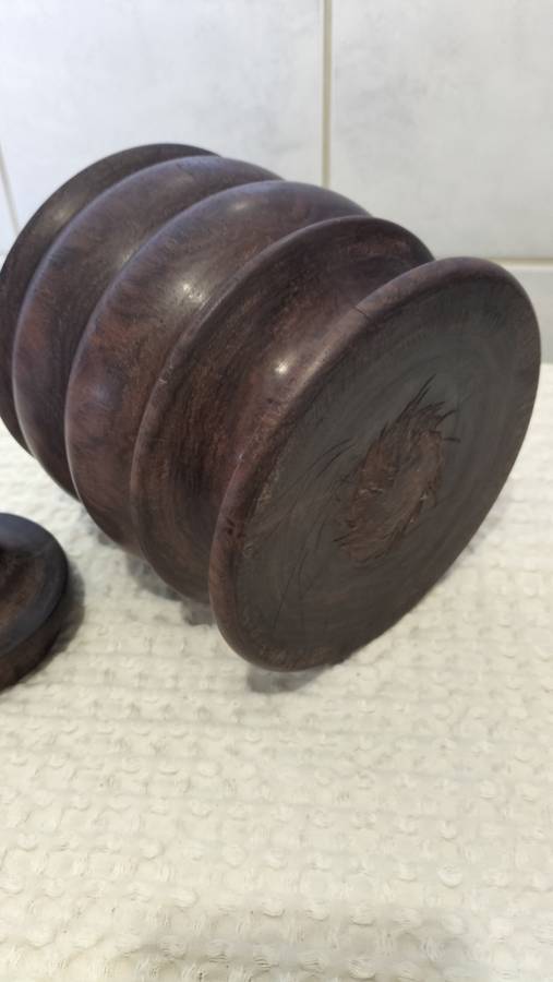 Beautiful Large Vintage Solid Wood Tabaco Jar With Lid - 2.8kg