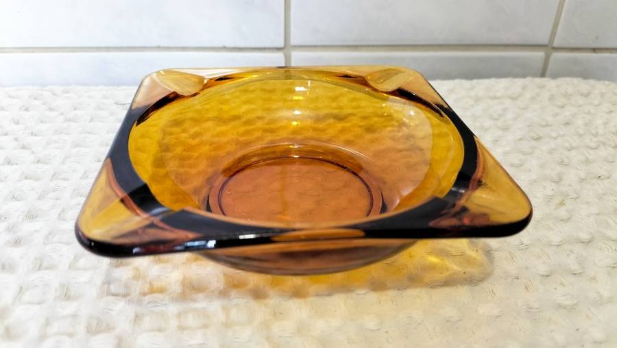 Circa 1970 Duralex Saint Gobain Amber Glass Ashtray