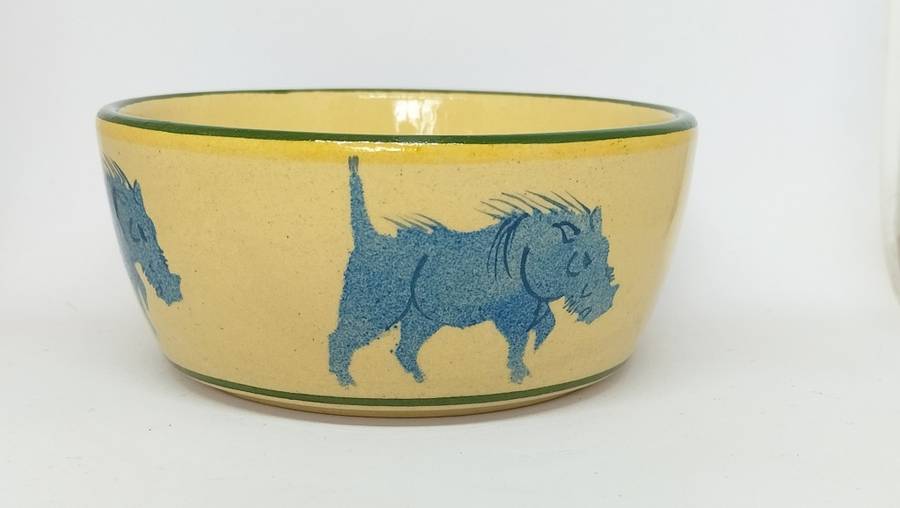 Small 1998 Zimbabwe Glazed Ceramic Bowl With Warthogs