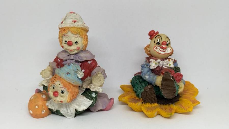 2 x Resin Figurines Of Clowns