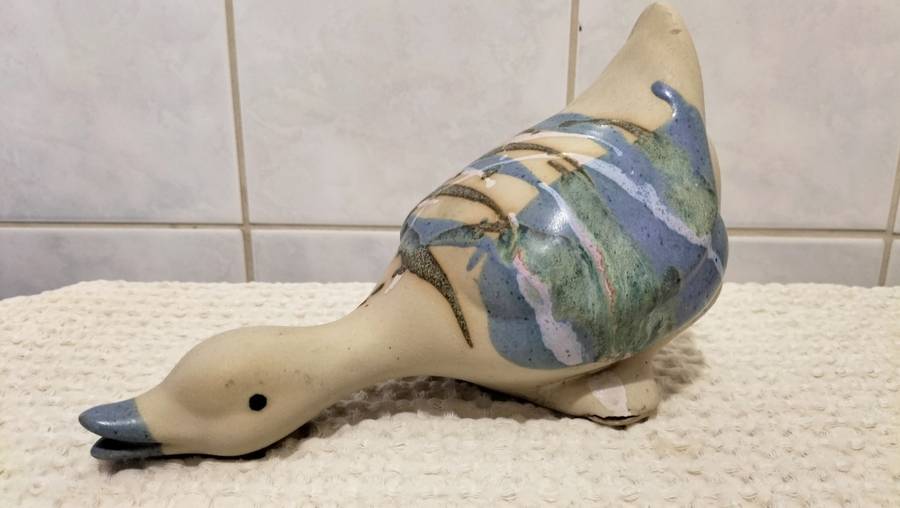 A Magnificent Glazed Pottery Duck