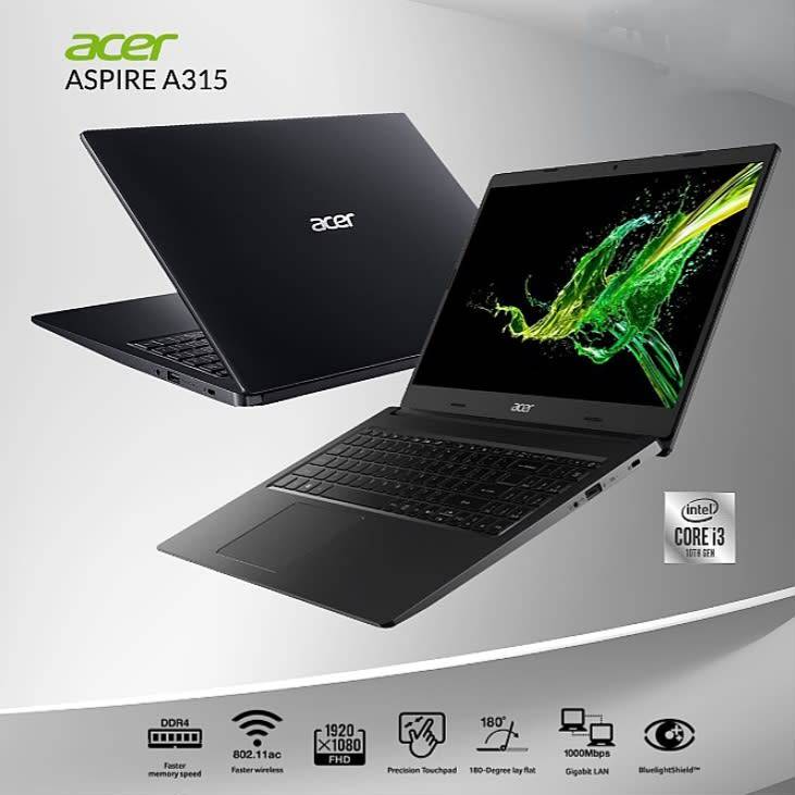 Acer Aspire 3 Laptop - Intel Core i3-1005G1 8GB RAM 1TB HDD
