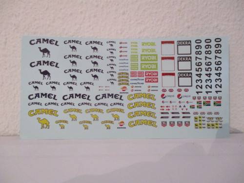 1/32 SCALE WATERSLIDE DECALS CAMEL  IE: SCX NINCO SCALEXTRIC AIRFIX AND REVEL