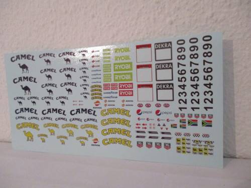 1/32 SCALE WATERSLIDE DECALS CAMEL  IE: SCX NINCO SCALEXTRIC AIRFIX AND REVEL