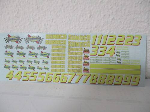 1/32 SCALE WATERSLIDE DECALS SUNOCO FOR SLOT CARS AND DIE CAST CARS
