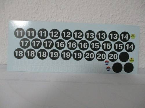 1/32 SCALE WATERSLIDE DECALS NUMBERS FOR SLOT CARS AND DIE CAST CARS.