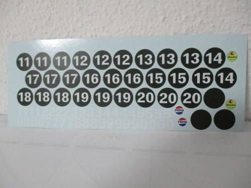 1/32 SCALE WATERSLIDE DECALS NUMBERS FOR SLOT CARS AND DIE CAST CARS.