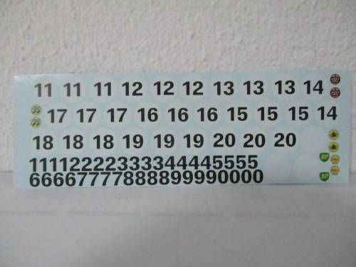 1/32 SCALE WATERSLIDE DECALS NUMBERS FOR SLOT CARS AND DIE CAST CARS.